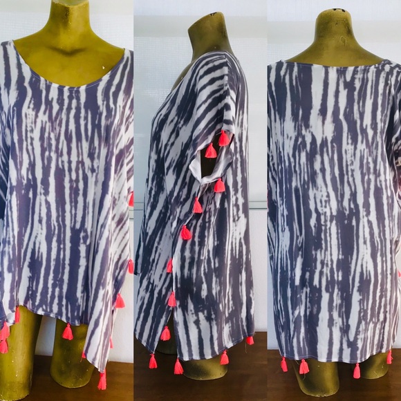 SURF GYPSY NWT Tasseled Boho SWIMSUIT COVER-UP Resort Cruise Dress Small - Picture 9 of 9